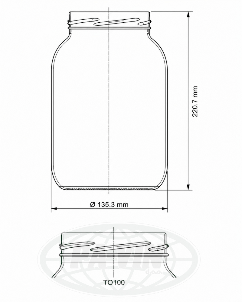 25788 Staklenka 2500 ml(800g) twist of TO100/640kom/pal